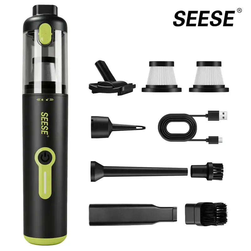 Cordless Portable Car Vacuum, 20000Pa 2-in-1 Handheld Vacuum & Air Duster, 100W Brushless Motor with 6000mAh Battery, Multi Nozzles for Car, Home, Office & Pet Cleaning
