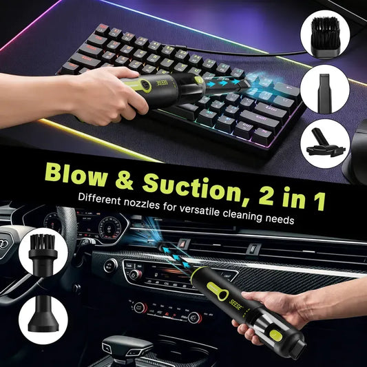 Cordless Portable Car Vacuum, 20000Pa 2-in-1 Handheld Vacuum & Air Duster, 100W Brushless Motor with 6000mAh Battery, Multi Nozzles for Car, Home, Office & Pet Cleaning