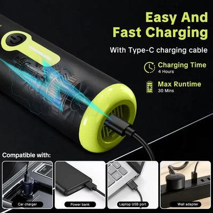 Cordless Portable Car Vacuum, 20000Pa 2-in-1 Handheld Vacuum & Air Duster, 100W Brushless Motor with 6000mAh Battery, Multi Nozzles for Car, Home, Office & Pet Cleaning